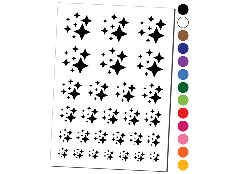 Twinkling Stars Glitter Shimmer Temporary Tattoo Water Resistant Fake Body Art Set Collection