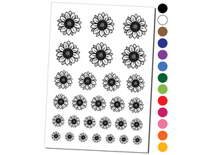 Cute Sunflower Doodle Temporary Tattoo Water Resistant Fake Body Art Set Collection