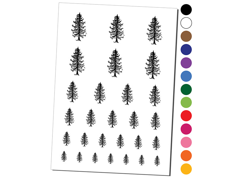 Hand Drawn Artsy Christmas Tree With Ornaments Temporary Tattoo Water Resistant Fake Body Art Set Collection