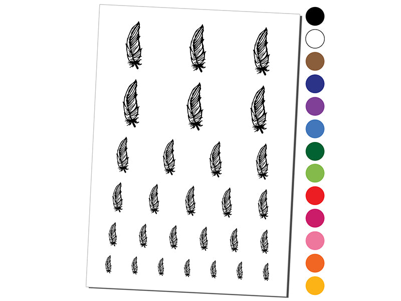 Hand Drawn Feather Doodle Temporary Tattoo Water Resistant Fake Body Art Set Collection