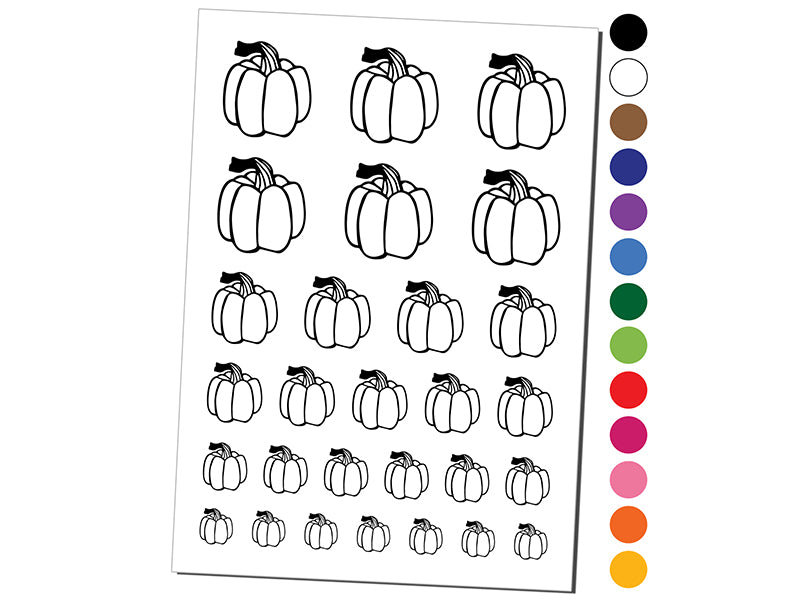 Hand Drawn Pumpkin Gnarled Stem Doodle Fall Thanksgiving Halloween Temporary Tattoo Water Resistant Set Collection