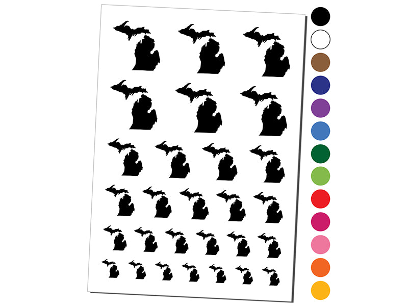 Michigan State Silhouette Temporary Tattoo Water Resistant Fake Body Art Set Collection