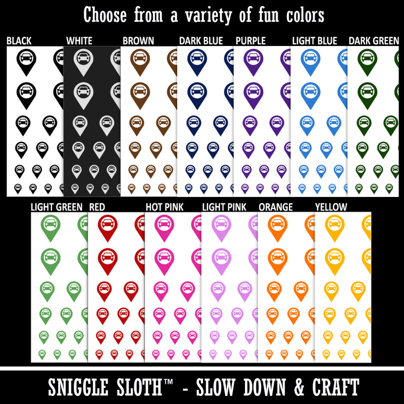 Car Parking Map Location Icon Temporary Tattoo Water Resistant Fake Body Art Set Collection