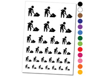 Man with Shovel Construction Zone Sign Temporary Tattoo Water Resistant Fake Body Art Set Collection