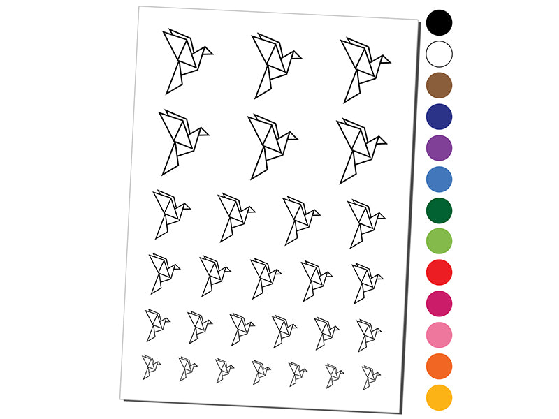 Origami Paper Bird Temporary Tattoo Water Resistant Fake Body Art Set Collection