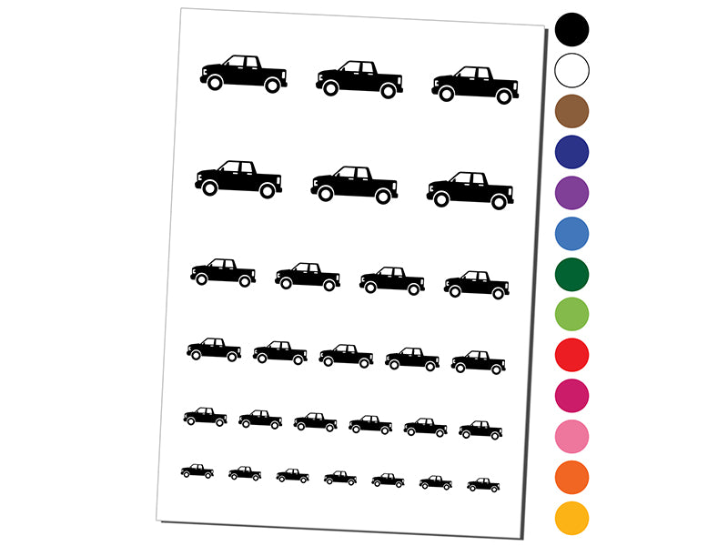 Pickup Truck Automobile Car Vehicle Temporary Tattoo Water Resistant Fake Body Art Set Collection