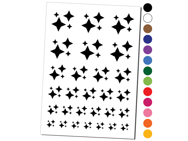 Shiny Sparkle Stars Temporary Tattoo Water Resistant Fake Body Art Set Collection