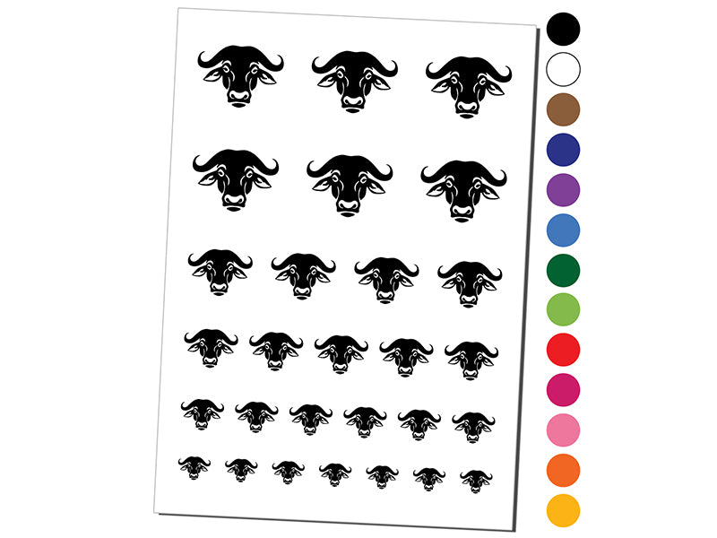 Water Cape Buffalo Bison Ox Temporary Tattoo Water Resistant Fake Body Art Set Collection
