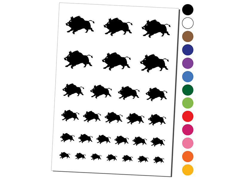 Wild Boar Pig Swine with Tusks Temporary Tattoo Water Resistant Fake Body Art Set Collection
