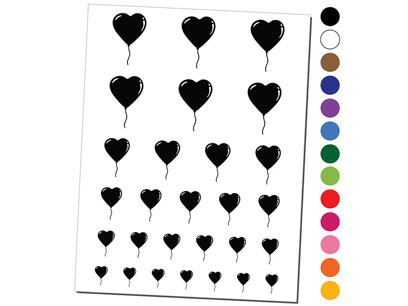 Heart Balloon Valentine's Day Temporary Tattoo Water Resistant Fake Body Art Set Collection