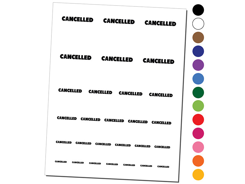 Cancelled Bold Text Temporary Tattoo Water Resistant Fake Body Art Set Collection