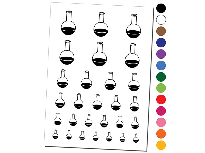 Glass Boiling Flask Chemistry Science Temporary Tattoo Water Resistant Fake Body Art Set Collection