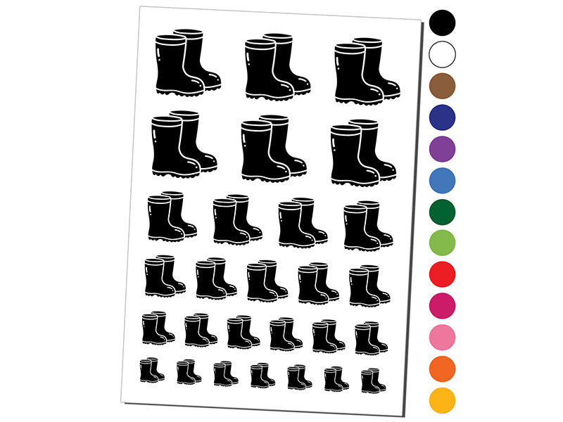 Rubber Rain Boots Temporary Tattoo Water Resistant Fake Body Art Set Collection