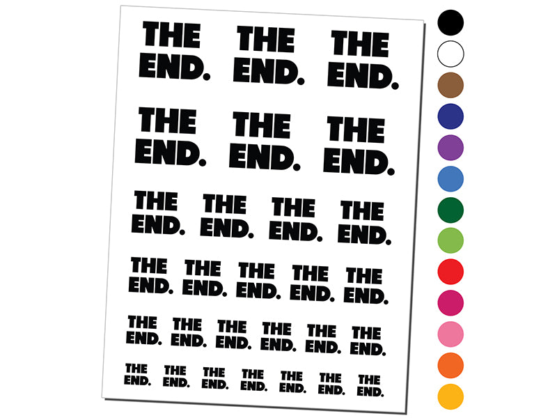 The End Bold Text Temporary Tattoo Water Resistant Fake Body Art Set Collection
