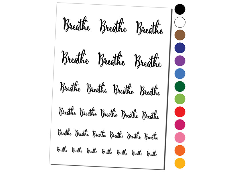 Breathe Elegant Text Self Care Temporary Tattoo Water Resistant Fake Body Art Set Collection