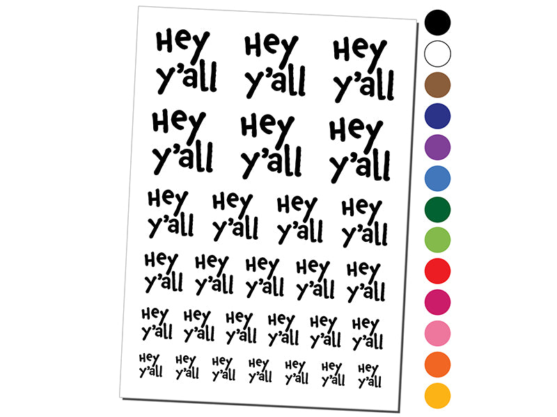 Hey Y'all Hello Hi Southern Fun Text Temporary Tattoo Water Resistant Fake Body Art Set Collection