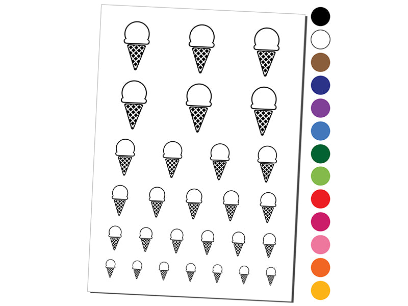 Yummy Ice Cream Cone Temporary Tattoo Water Resistant Fake Body Art Set Collection