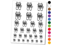 Cat Holding Flowers Temporary Tattoo Water Resistant Fake Body Art Set Collection