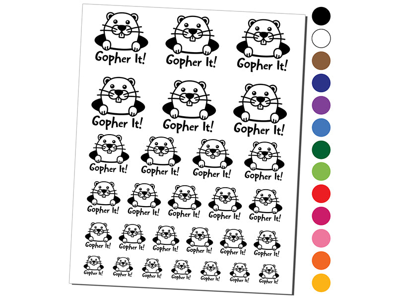 Peeking Gopher Go For It Temporary Tattoo Water Resistant Fake Body Art Set Collection