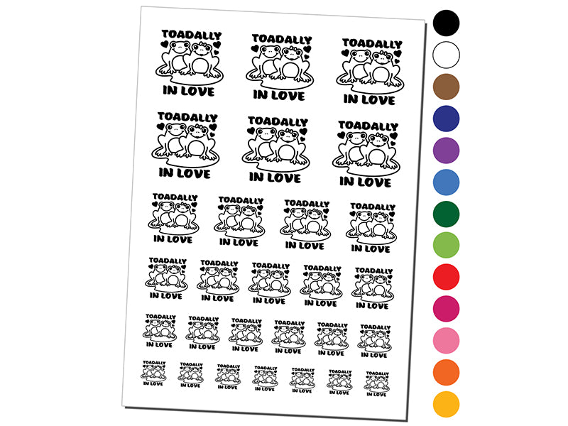 Toadally Totally In Love Frog Couple Anniversary Valentine's Day Temporary Tattoo Water Resistant Set Collection
