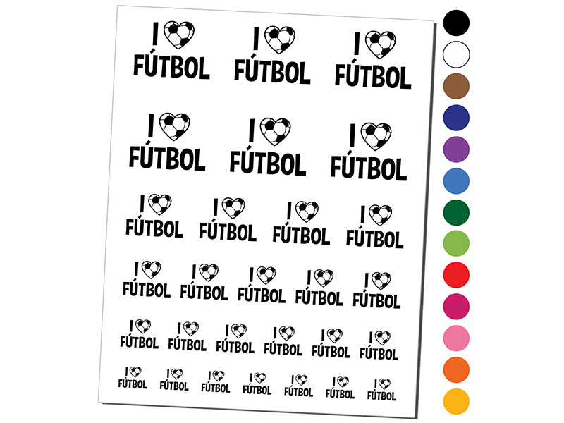 I Love Futbol Soccer Heart Shaped Ball Sports Temporary Tattoo Water Resistant Fake Body Art Set Collection