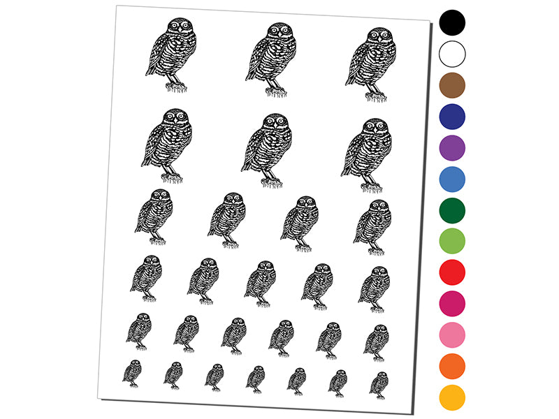 Watchful Burrowing Owl Temporary Tattoo Water Resistant Fake Body Art Set Collection