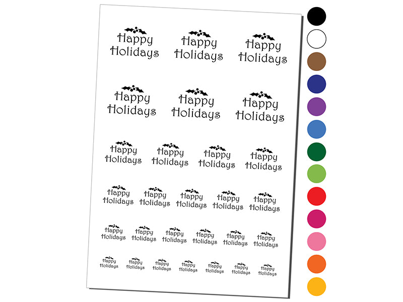 Happy Holidays Christmas Holly Festive Text Temporary Tattoo Water Resistant Fake Body Art Set Collection