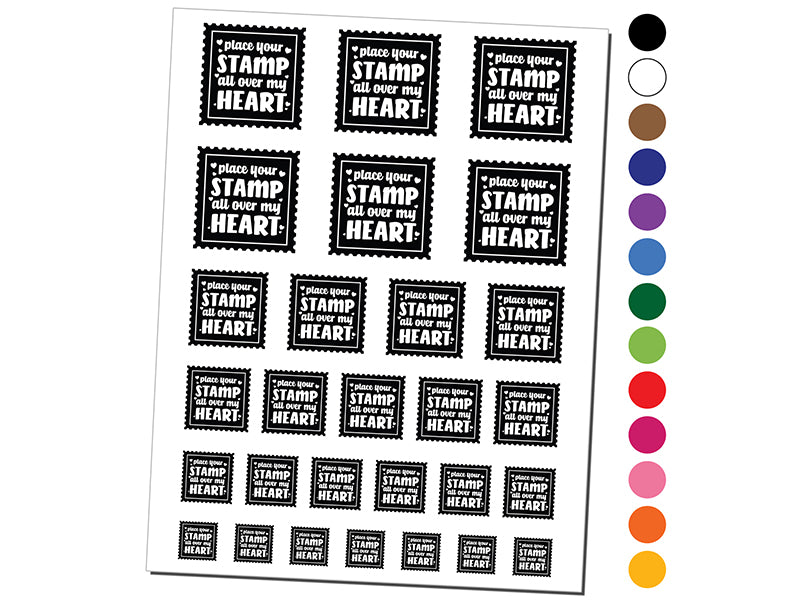 Place Your Stamp All Over My Heart Love Valentine's Day Temporary Tattoo Water Resistant Fake Body Art Set Collection