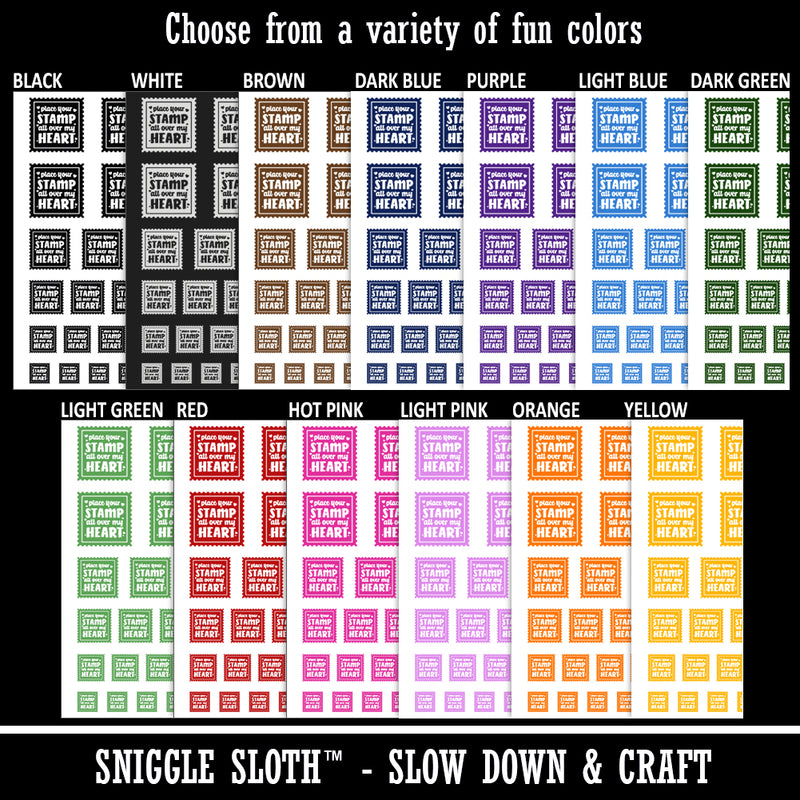 Place Your Stamp All Over My Heart Love Valentine's Day Temporary Tattoo Water Resistant Fake Body Art Set Collection