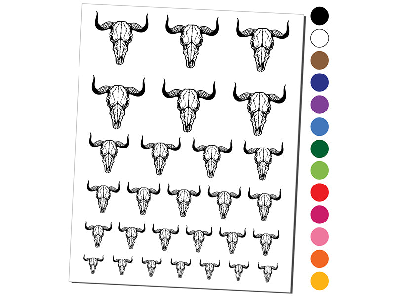 Bull Skull Temporary Tattoo Water Resistant Fake Body Art Set Collection