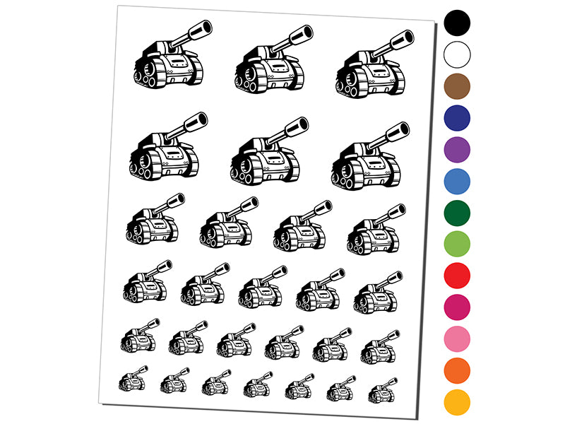 Cartoon Military Army Tank Temporary Tattoo Water Resistant Fake Body Art Set Collection