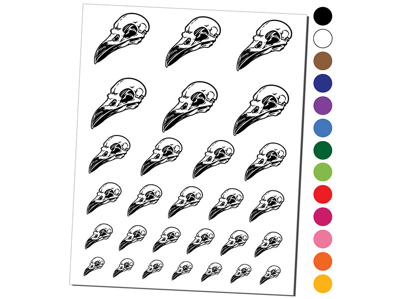 Crow Raven Bird Skull Temporary Tattoo Water Resistant Fake Body Art Set Collection