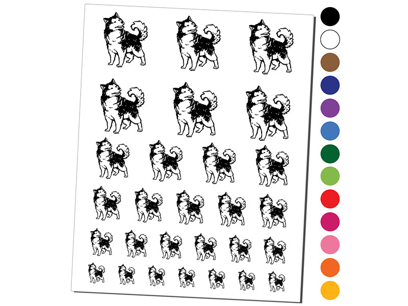 Curious Alaskan Malamute Dog Temporary Tattoo Water Resistant Fake Body Art Set Collection