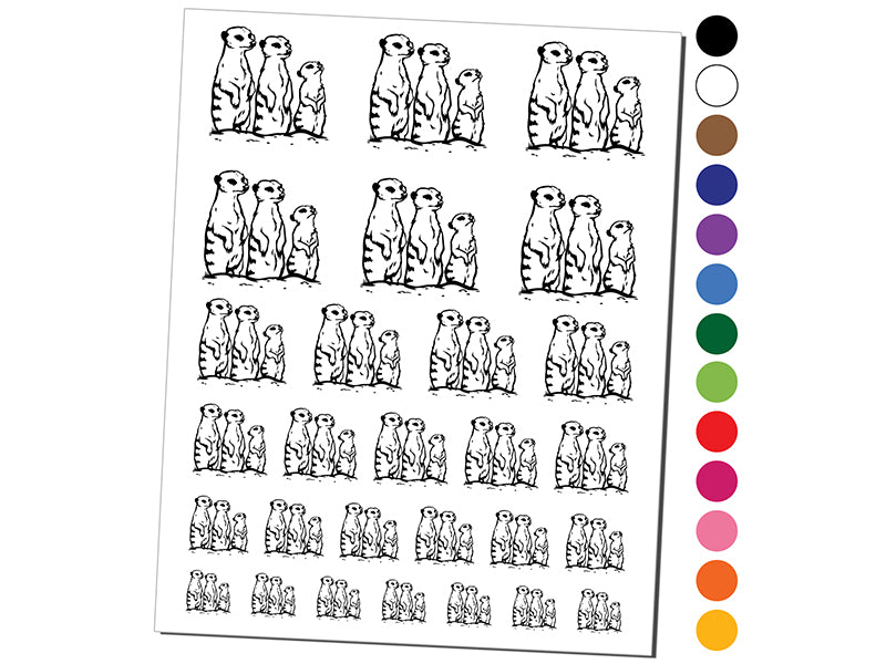 Curious Meerkat Family Temporary Tattoo Water Resistant Fake Body Art Set Collection