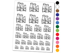 Curious Meerkat Family Temporary Tattoo Water Resistant Fake Body Art Set Collection