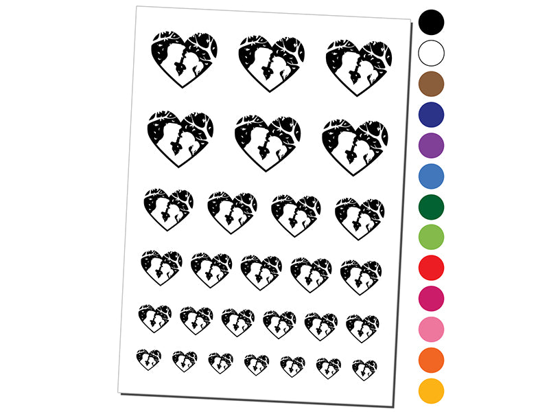 Valentine's Day Couple Kiss Heart Love Anniversary Temporary Tattoo Water Resistant Fake Body Art Set Collection