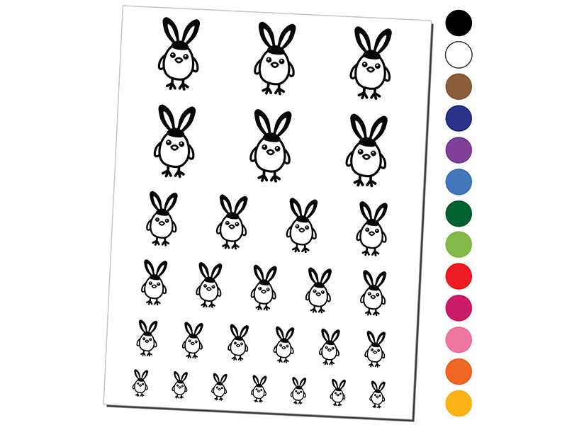 Easter Chick with Bunny Ears Temporary Tattoo Water Resistant Fake Body Art Set Collection