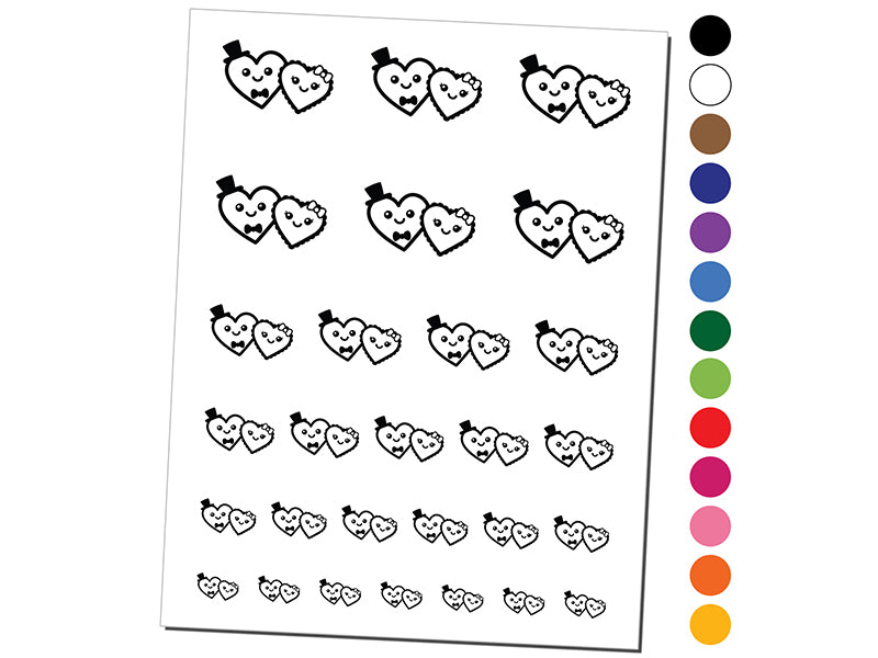 Heart Couple Love Anniversary Valentine's Day Temporary Tattoo Water Resistant Fake Body Art Set Collection