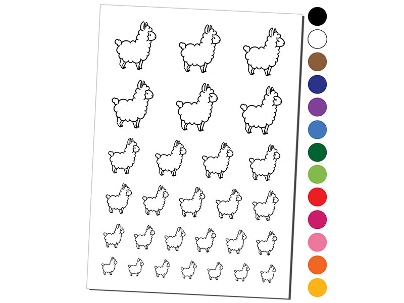 Chibi Little Llama Temporary Tattoo Water Resistant Fake Body Art Set Collection