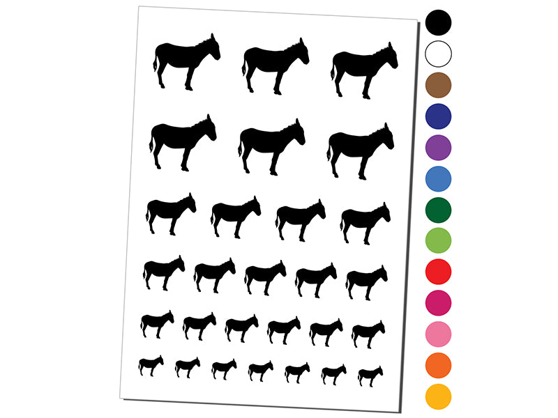 Donkey Silhouette Solid Temporary Tattoo Water Resistant Fake Body Art Set Collection