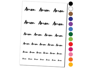 Amen Cursive Fun Text Prayer Praying Temporary Tattoo Water Resistant Fake Body Art Set Collection