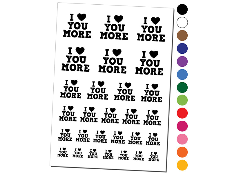 I Love Heart You More Temporary Tattoo Water Resistant Fake Body Art Set Collection