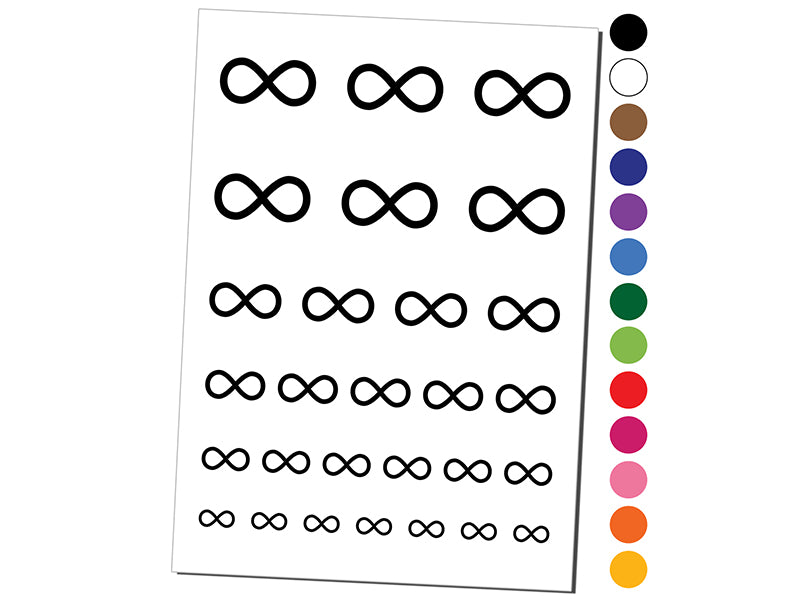Infinity Symbol Solid Temporary Tattoo Water Resistant Fake Body Art Set Collection