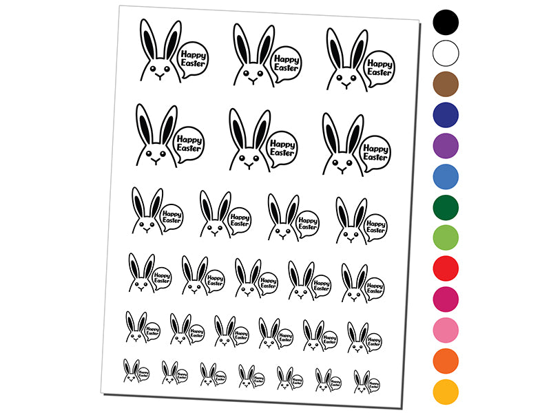 Peeking Bunny Happy Easter Temporary Tattoo Water Resistant Fake Body Art Set Collection