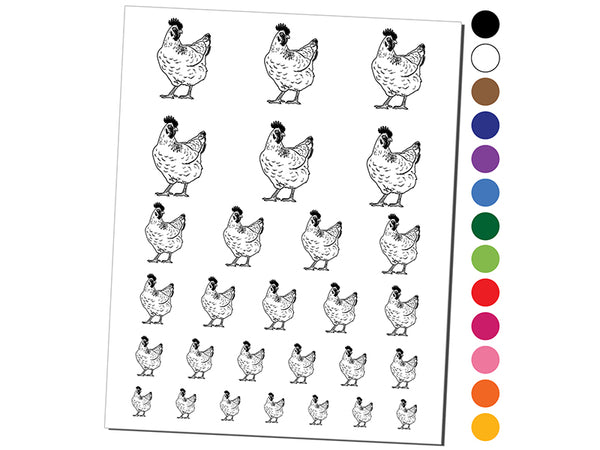 Curious Hen Chicken Temporary Tattoo Water Resistant Fake Body Art Set ...