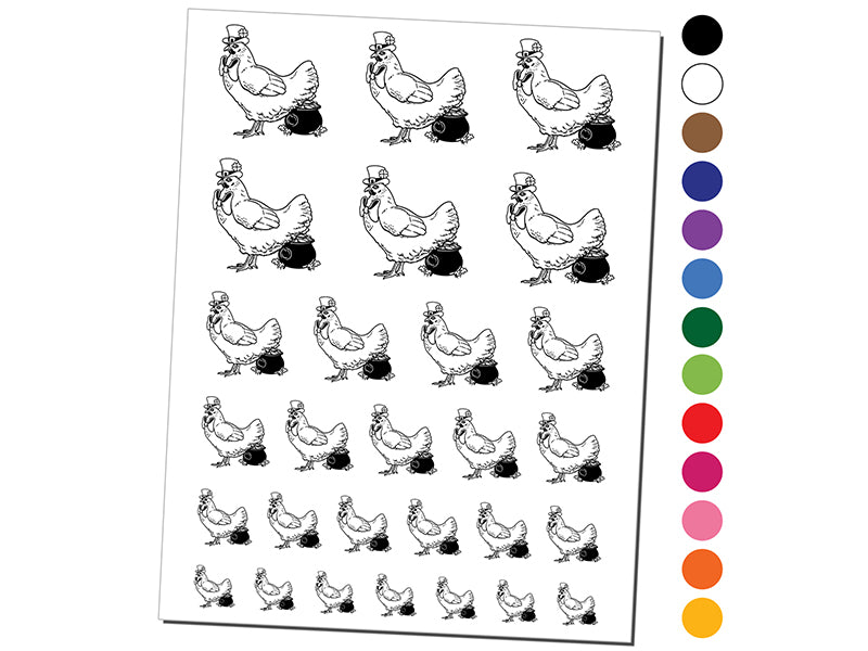 Saint Patrick's Day Leprechaun Hen Holiday Chicken Temporary Tattoo Water Resistant Fake Body Art Set Collection
