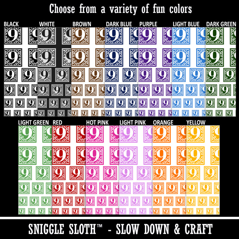 Monogram Swirls Number 9 Nine Temporary Tattoo Water Resistant Fake Body Art Set Collection
