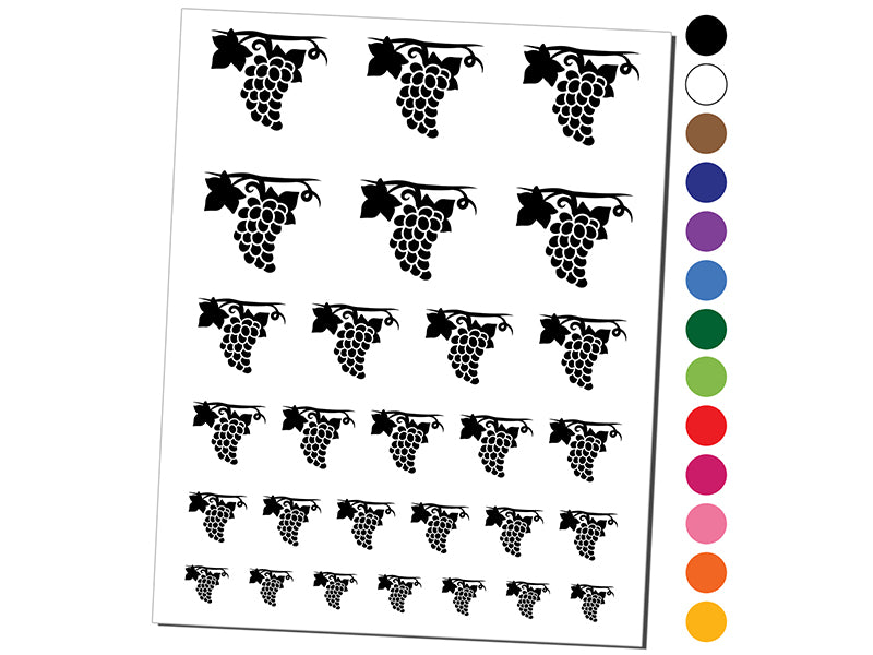 Grapes on the Vine Temporary Tattoo Water Resistant Fake Body Art Set Collection