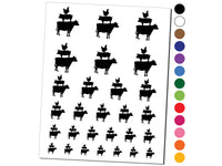 Chicken Pig Cow Stacked Temporary Tattoo Water Resistant Fake Body Art Set Collection