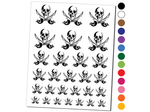 Pirate Skull and Swords Jolly Roger Temporary Tattoo Water Resistant Fake Body Art Set Collection